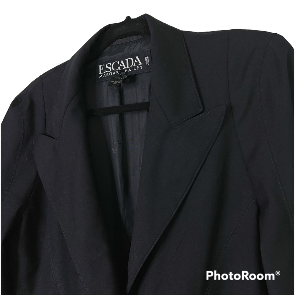 Escada Margaretha Lay Black Vintage 100% Virgin Wool Blazer Jacket EU 40 / US 10 - Picture 3 of 8